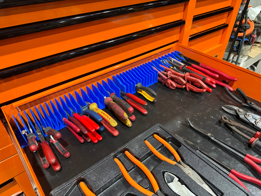 Plier rack organizer for toolbox drawer